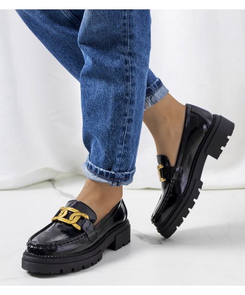 Juodi mokasinai aukštu padu "Dorland