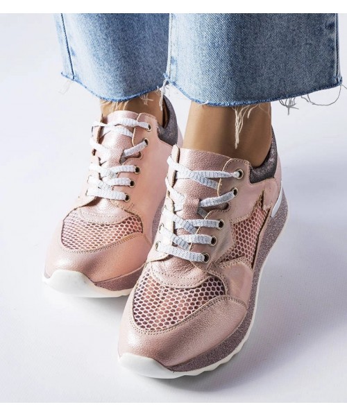 Rožinės Spalvos Blizgantys Sneakers Stiliaus L'Angelier Rožinės Spalvos Blizgantys Sneakers Stiliaus L'Angelier