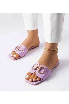 Violetinės Spalvos Elegantiškos Šlepetės Su Grandinėle Corbin
