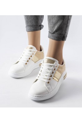 Balti sportbačiai su smėlio spalvos "Deans" įdėklais