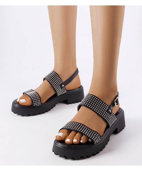 Juodi, kristalais puošti "Biloxi" sandalai