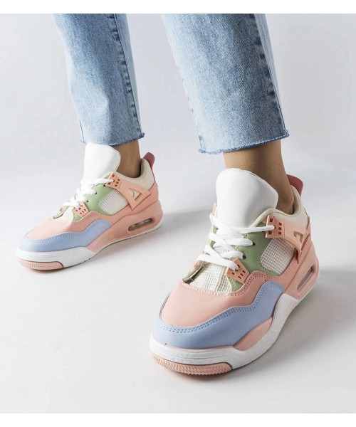 Rožinės Spalvos Sneakers Stiliaus Su Kombinuotomis Medžiagomis Malas