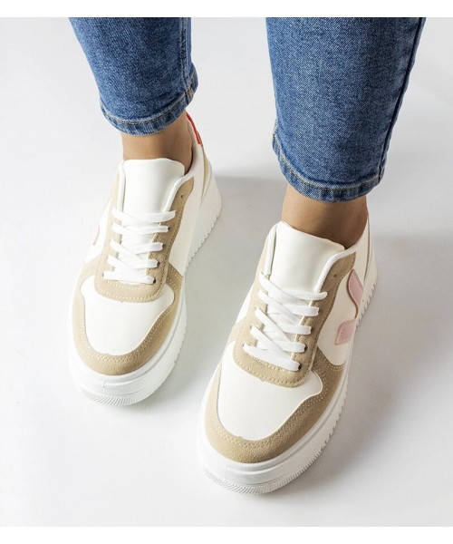 Balti Sneakers Stiliaus Su Rožinės Spalvos Intarpais Plouffe