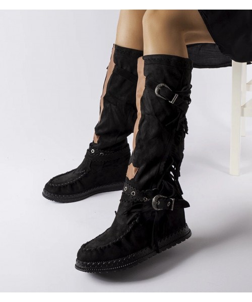 Filibert juodi zomšiniai batai su dengtu kulnu