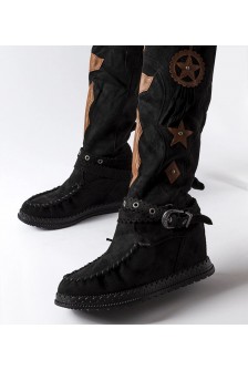 Juodi zomšiniai boho stiliaus batai Putignano