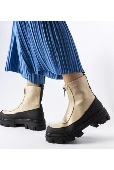 Smėlio spalvos moteriški batai ant grubaus pado su užtrauktuku Morley