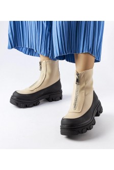 Smėlio spalvos moteriški batai ant grubaus pado su užtrauktuku Morley