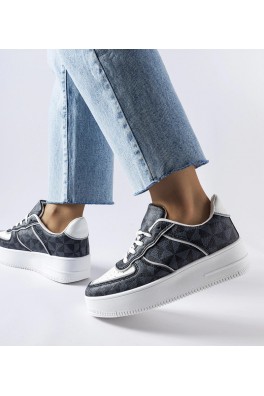 Juodi Sneakers Stiliaus papuošti Monograma Sands