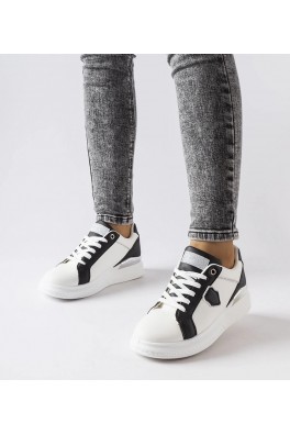 Balti-Juodi Sneakers Stiliaus Su srebrnym Akcentu Via