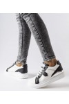 Balti-Juodi Sneakers Stiliaus Su srebrnym Akcentu Via