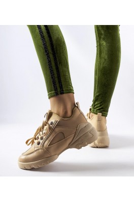 Tamsaus Smėlio Spalvos Sneakers Stiliaus Su Elastingu Auliuku Abal