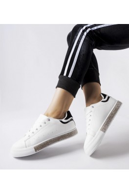 Balti-Juodi Sneakers Stiliaus Su Kūbiniais Cirkoniais Dina