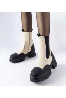 Smėlio ir juodos spalvos masyvūs batai "Mafalda