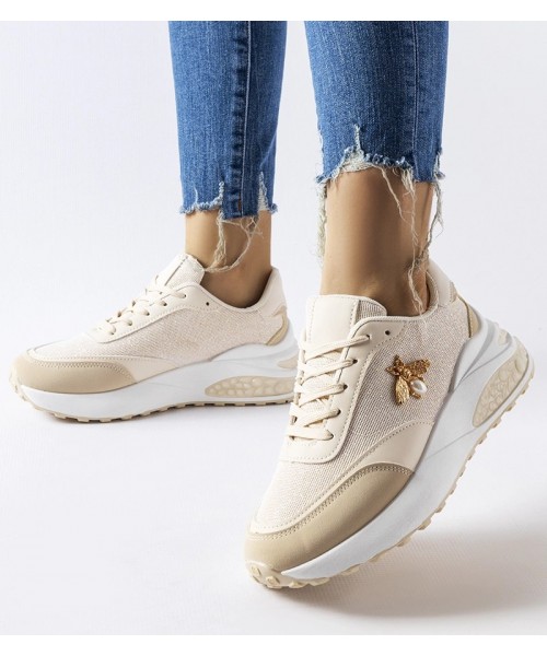 Smėlio Spalvos-Balti Sneakers Stiliaus Su Dekoracija nitką Acciano Smėlio Spalvos-Balti Sneakers Stiliaus Su Dekoracija nitką Acciano