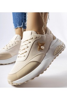 Smėlio Spalvos-Balti Sneakers Stiliaus Su Dekoracija nitką Acciano