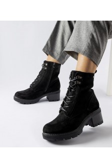 Juodi nėriniuoti batai su pleištais Clementina