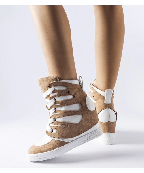 Balti-Smėlio Spalvos Sneakers Stiliaus Ant Storo Pado Pantaleone