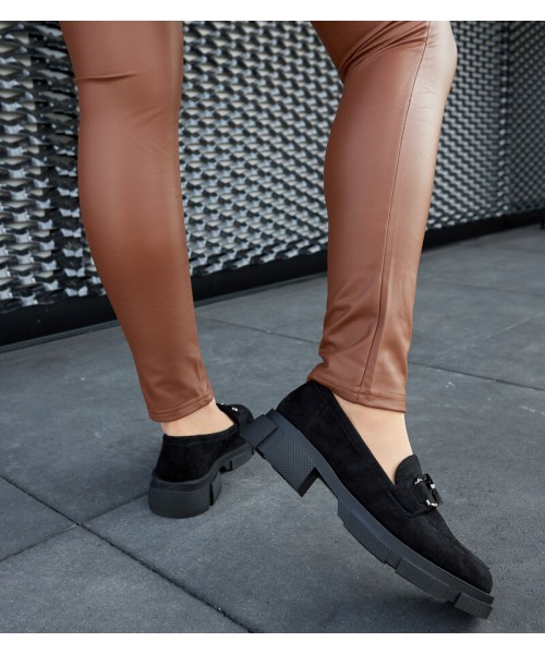 Juodi tvirti mokasinai su sagtimi Alfredino