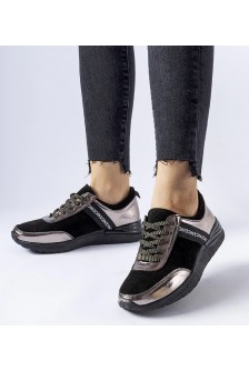 Juodi-Pilkos Spalvos Odiniai Sneakers Stiliaus Castelfidardo