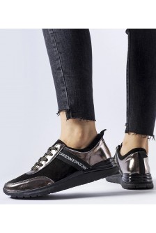 Juodi-Pilkos Spalvos Odiniai Sneakers Stiliaus Castelfidardo