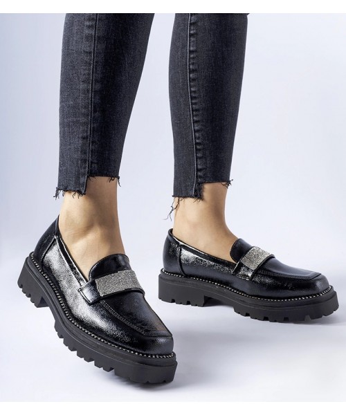 Fecteau juodi lakuoti mokasinai