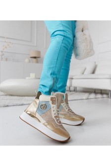 Auksiniai apšiltinti sportbačiai su blizgučiais "Deleon