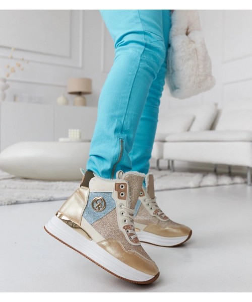 Auksiniai apšiltinti sportbačiai su blizgučiais "Deleon