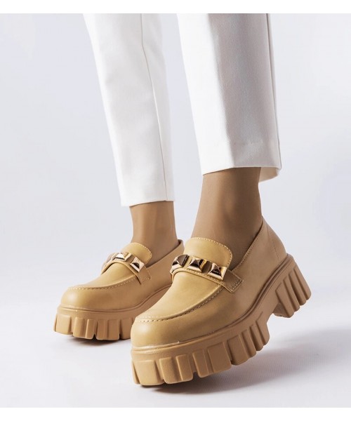 Smėlio Spalvos Mokasinų stiliaus ant Platformos Frisco