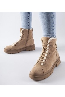 Smėlio spalvos apšiltinti batai iš ekologiškos zomšos "Pompei