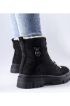 Juodi apšiltinti batai iš ekologiškos zomšos "Pompei