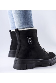 Juodi apšiltinti batai iš ekologiškos zomšos "Pompei