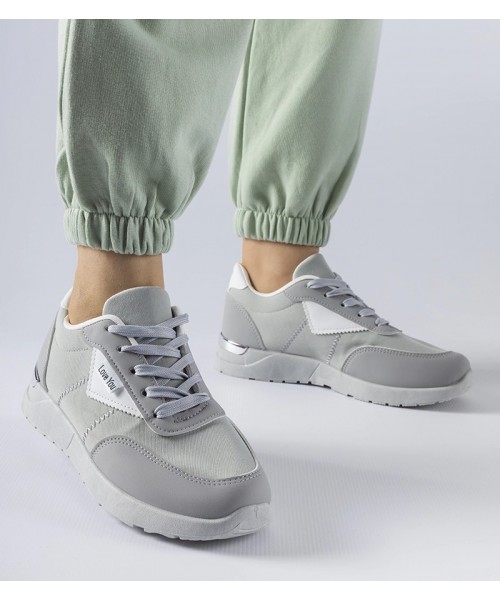 Pilkos spalvos medžiaginiai sportbačiai Geraldino