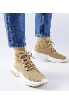 Tamsaus Smėlio Spalvos aukšta Sneakers Stiliaus Sanschagrin