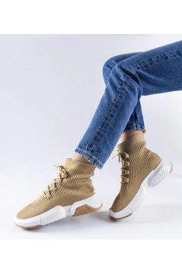 Tamsaus Smėlio Spalvos aukšta Sneakers Stiliaus Sanschagrin