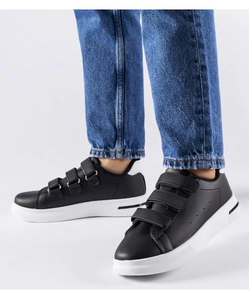 Juodi Sneakers Stiliaus užsegimas Ant Lipnių užsegimų Paré - biała podeszwa Juodi Sneakers Stiliaus užsegimas Ant Lipnių užsegimų Paré - biała podeszwa