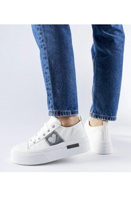 Baltos ir sidabrinės spalvos "Lawton" platforminiai bateliai