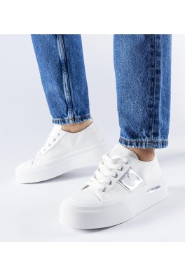 Baltos ir sidabrinės spalvos "Lawton" platforminiai bateliai