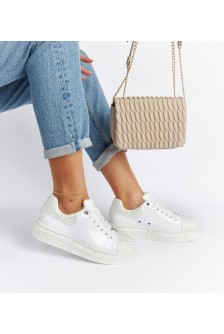 Balti Sneakers Stiliaus Su Kūbiniais Cirkoniais GOE NN2N4011