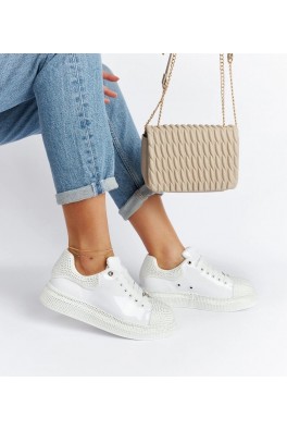 Balti Sneakers Stiliaus Su Kūbiniais Cirkoniais GOE NN2N4011