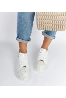 Balti Sneakers Stiliaus Su Kūbiniais Cirkoniais GOE NN2N4011