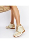 Smėlio spalvos sportbačiai su kaštoniniais kulnais