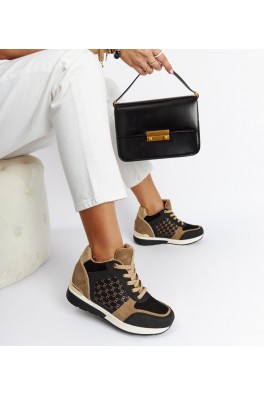 Kaštoniniai juodi sportbačiai ant kulnų