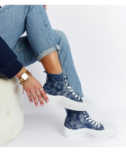 Jūrinės mėlynos spalvos "Vicente" platforminiai bateliai