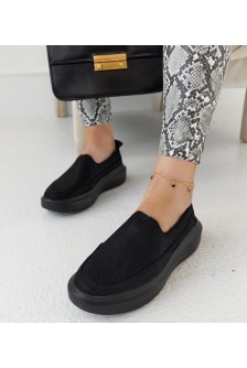 Pusbačiai Juodi Ažūriniai ant storo pado Marcie