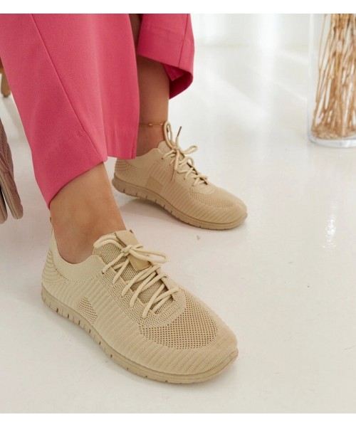Smėlio Spalvos Medžiaginiai Sneakers Stiliaus Erminio