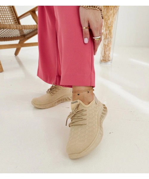 Smėlio Spalvos Medžiaginiai Sneakers Stiliaus Mira Smėlio Spalvos Medžiaginiai Sneakers Stiliaus Mira