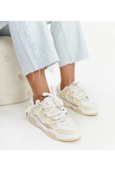 Smėlio Spalvos Sneakers Stiliaus Su materiałowymi Intarpais Melilot