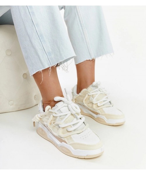 Smėlio Spalvos Sneakers Stiliaus Su materiałowymi Intarpais Melilot