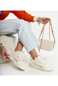 Smėlio Spalvos Sneakers Stiliaus Su materiałowymi Intarpais Melilot
