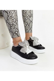 Juodi Sneakers Stiliaus Ant Aukštos platformos Rensje